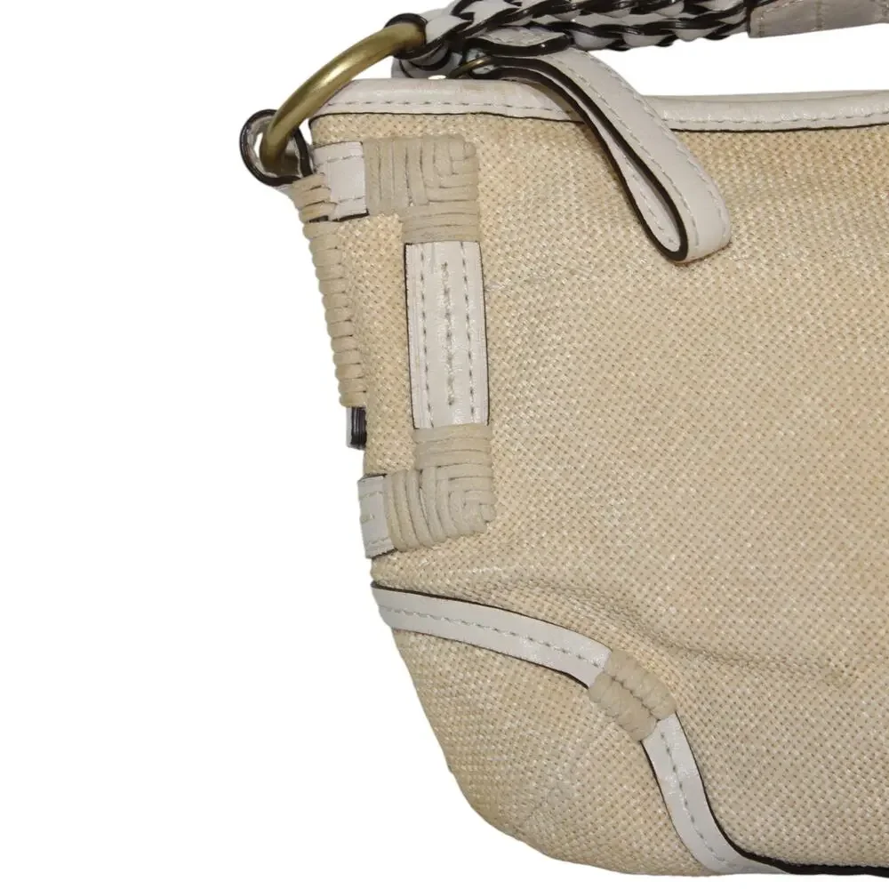 Coach Straw & Leather Soho Hobo Shoulder Bag 4710 Ivory colored leather trim